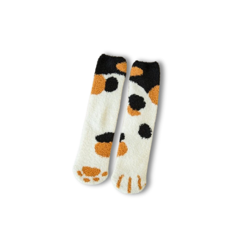 Chaussettes femme <br> Pattes de chat tachetées marron et noire
