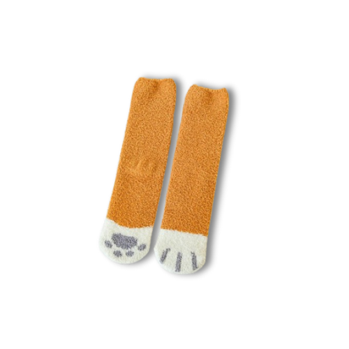 Chaussettes femme <br> Pattes de chat orange