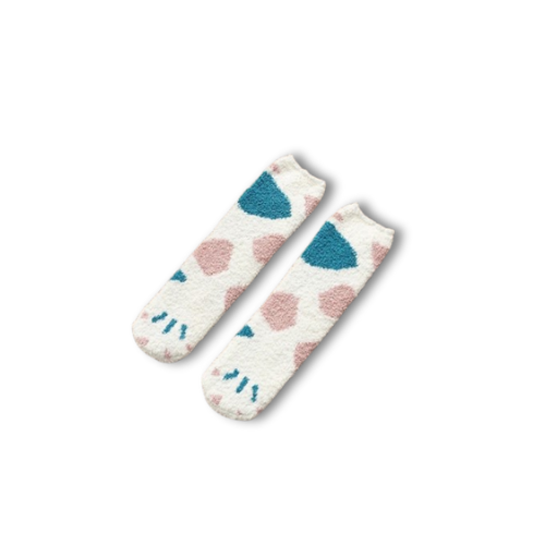 Chaussettes femme <br> Pattes de chat tachetées beige