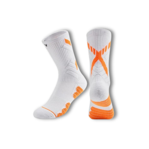 Chaussettes de running blanches et orange