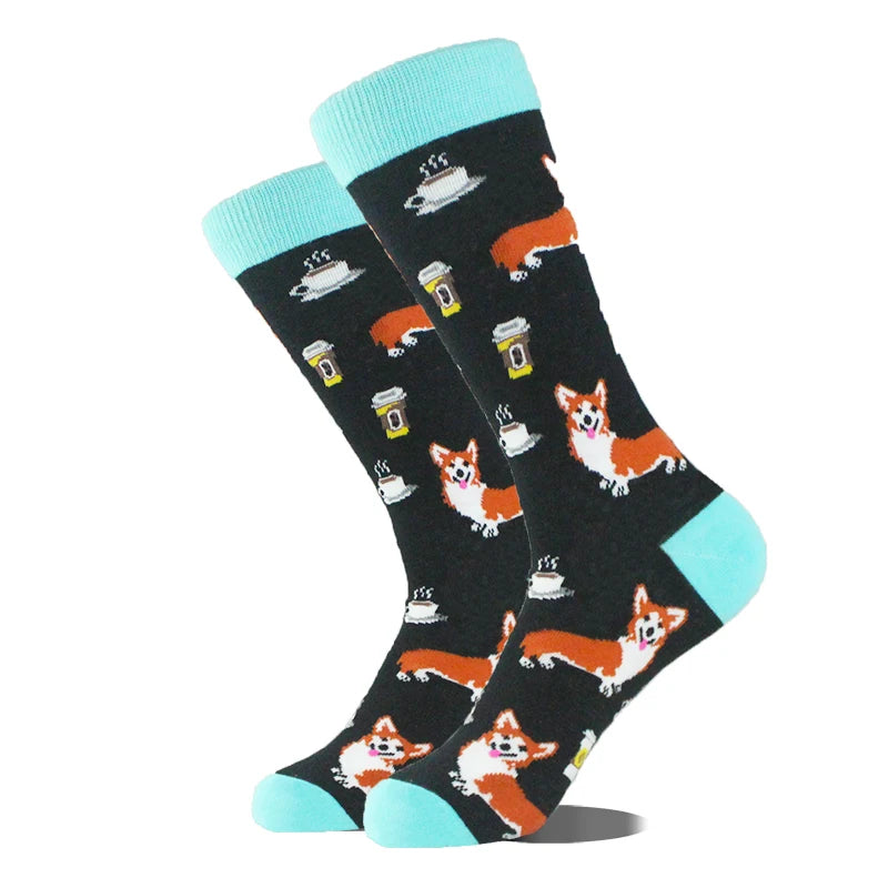 Chaussettes motif chien et café