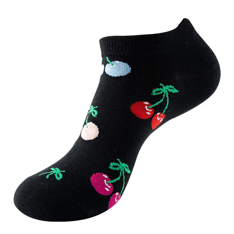 Socquettes motif cerises multicolores | La Sock Box