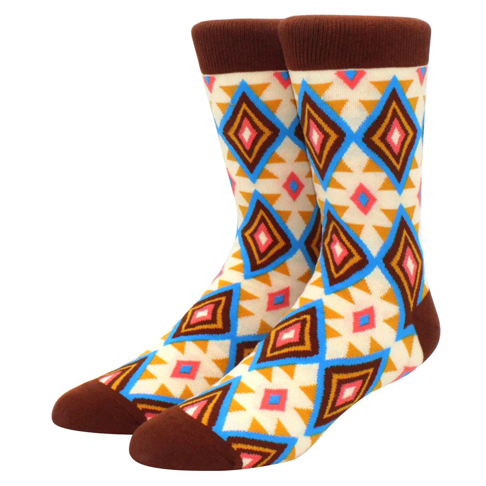 Chaussettes motif losange beige