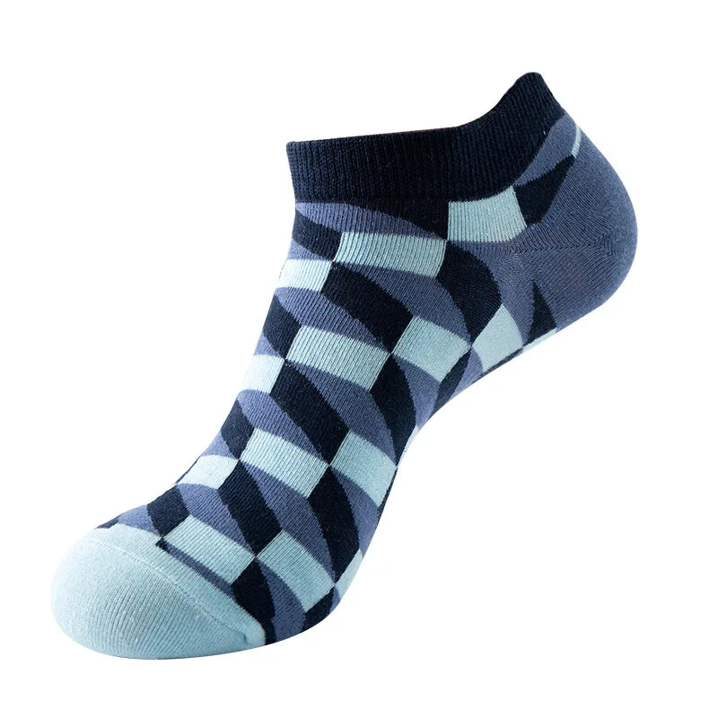 Socquettes motifs géométriques bleus | La Sock Box