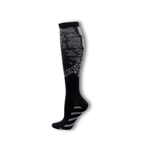 Chaussettes de compression noires et grise à motif