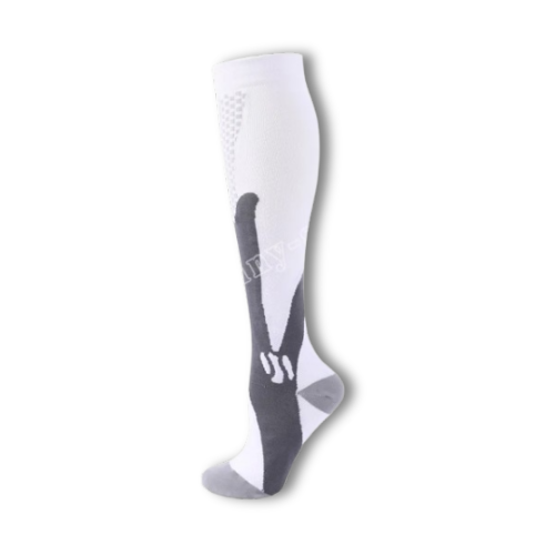 Chaussettes de compression blanches et grise