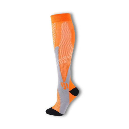 Chaussettes de compression oranges et grise