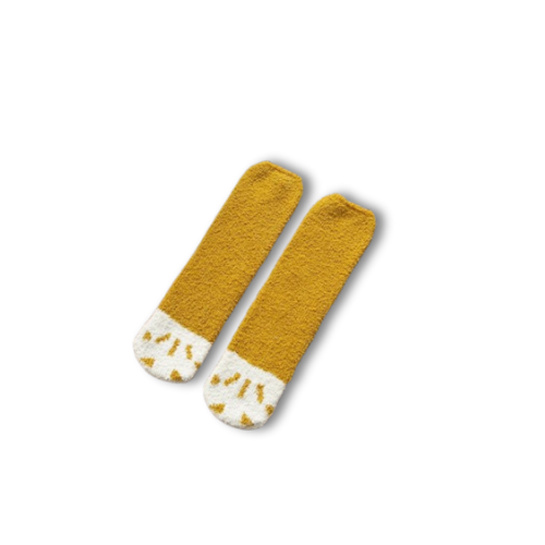 Chaussettes femme <br> Pattes de chat jaune