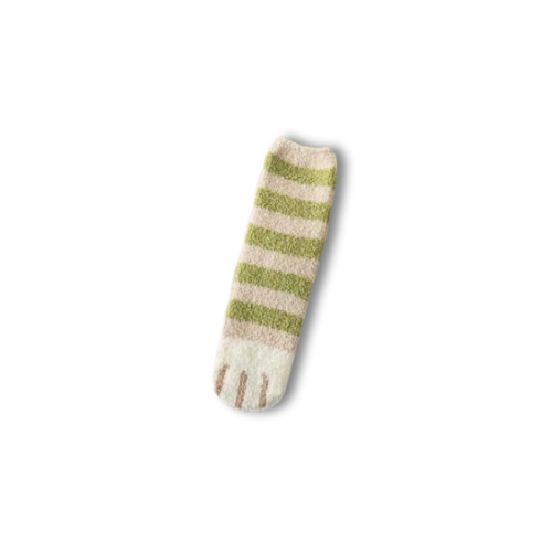 Chaussettes femme <br> Pattes de chat à rayures verte