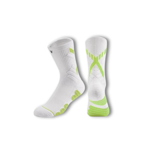 Chaussettes de running blanches et verte