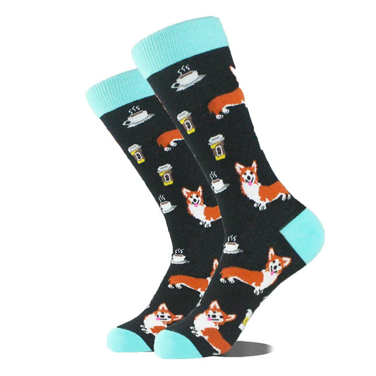 Chaussettes motif chien et café