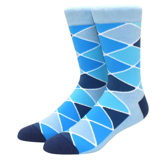 Chaussettes motifs losange bleu