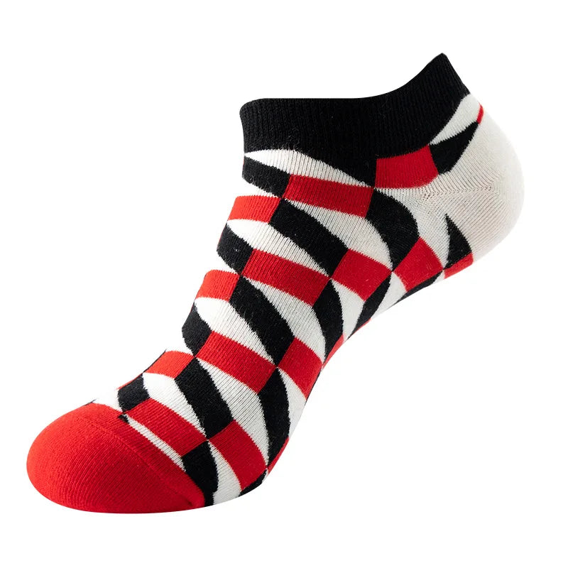 Socquettes motifs géométriques rouges | La Sock Box