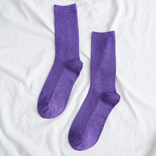 Chaussettes à paillettes violettes