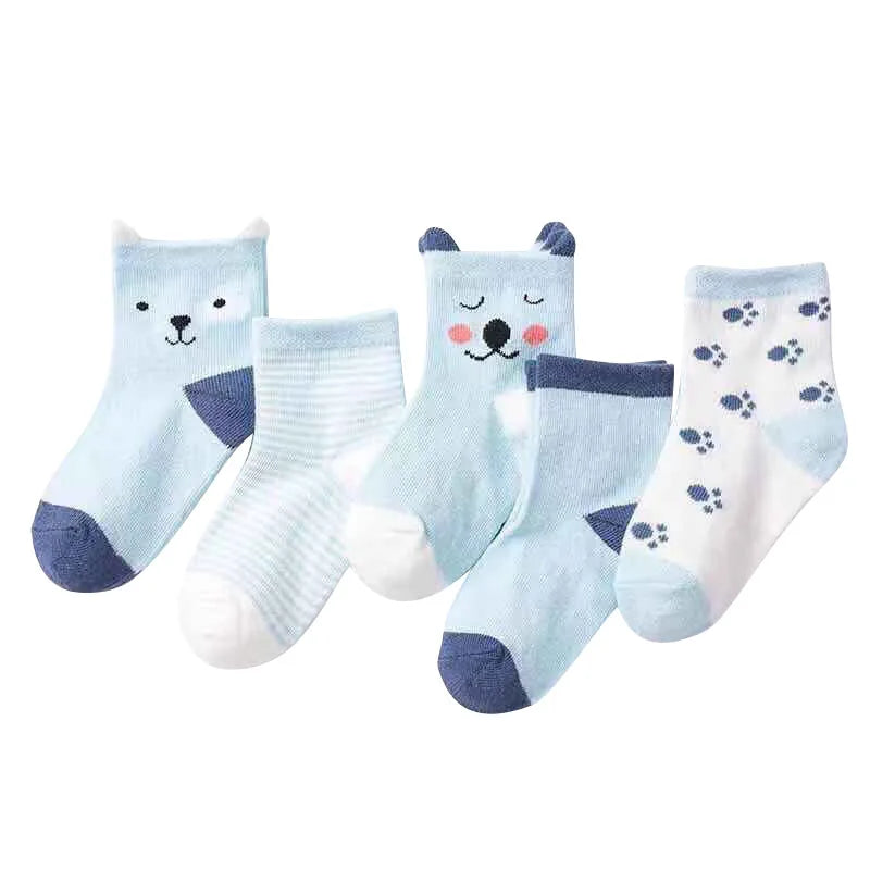 Chaussettes enfant ours bleu lot de 5
