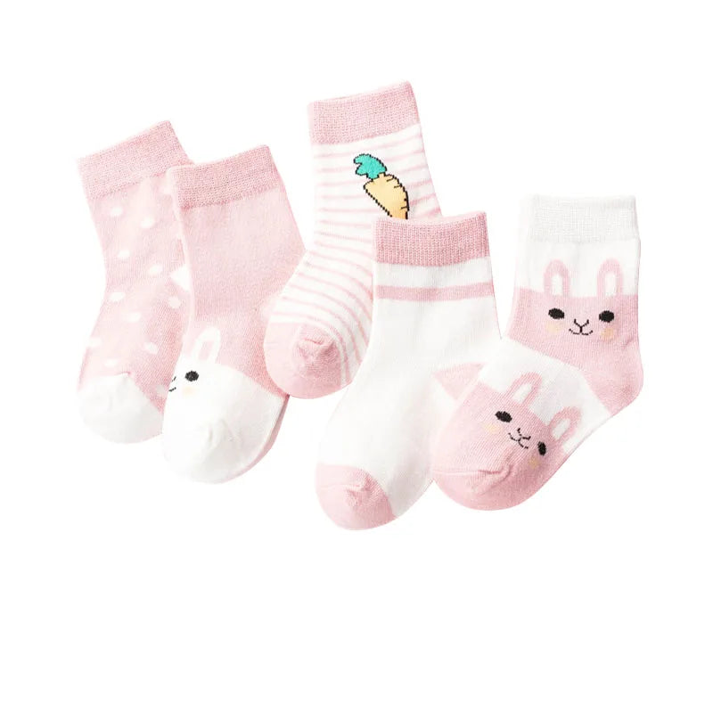 Chaussettes enfant lapin rose lot de 5