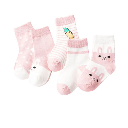 Chaussettes enfant lapin rose lot de 5
