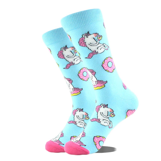 Chaussettes motif licorne rose